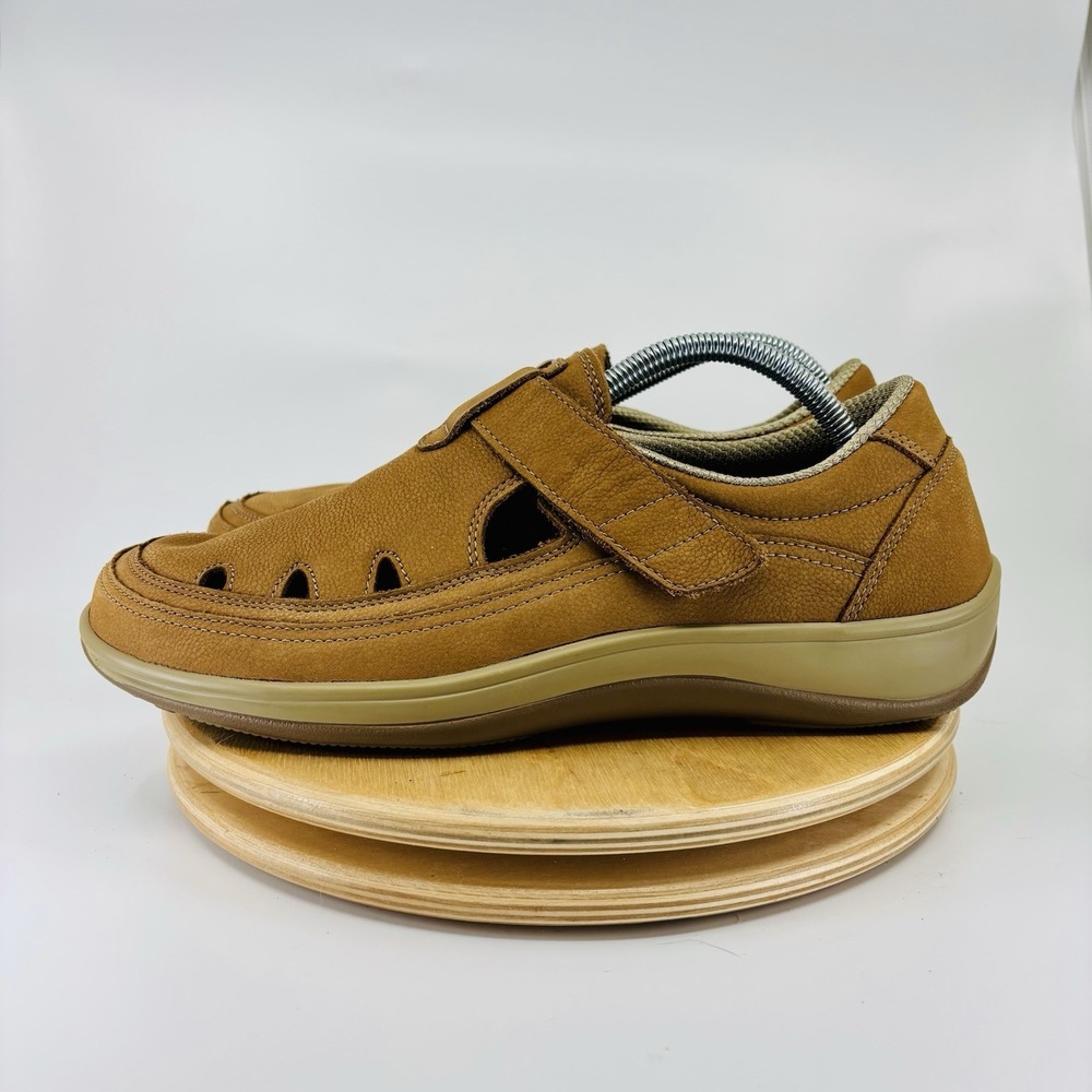 ORTHOFEET Women's 8 B Serene 896 Brown T-Strap Diabetic Plantar Fasciitis -VO